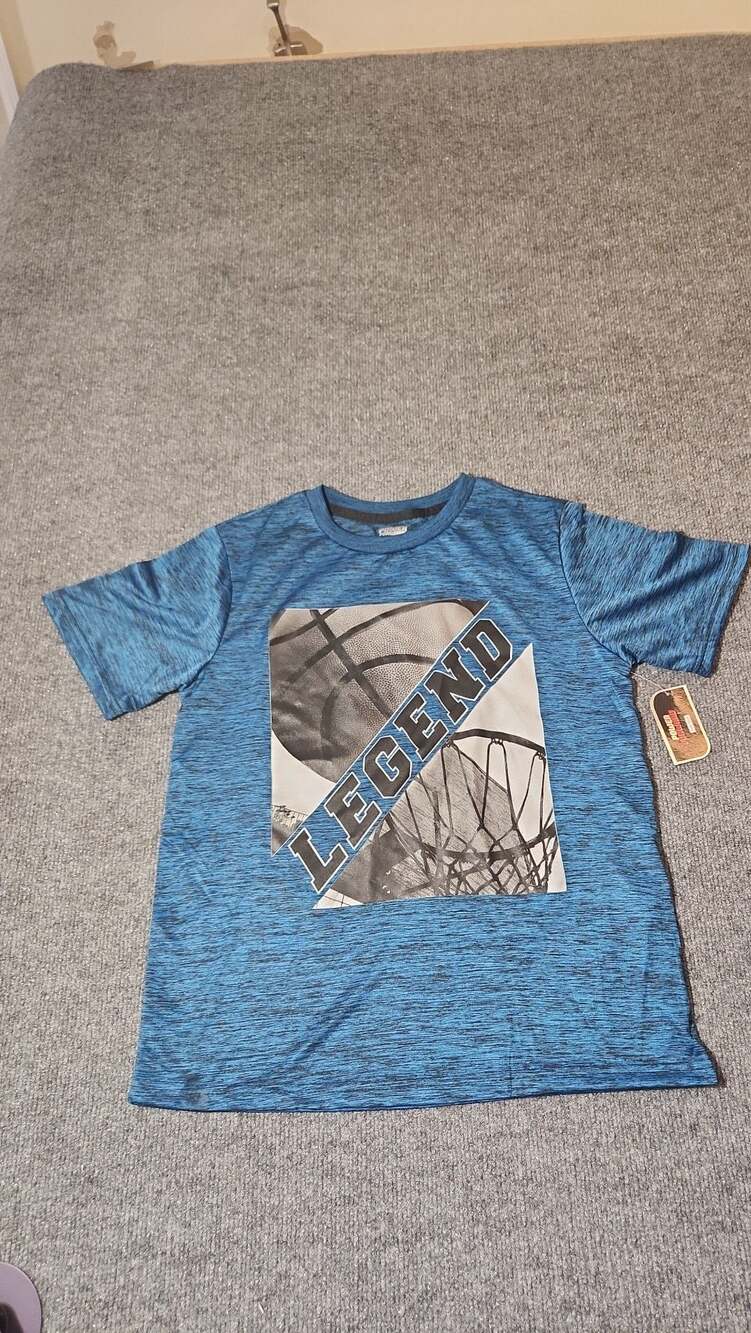 Power Forward Boys Blue Legend Basketball Performance Graphic T-Shirt Size 14/16